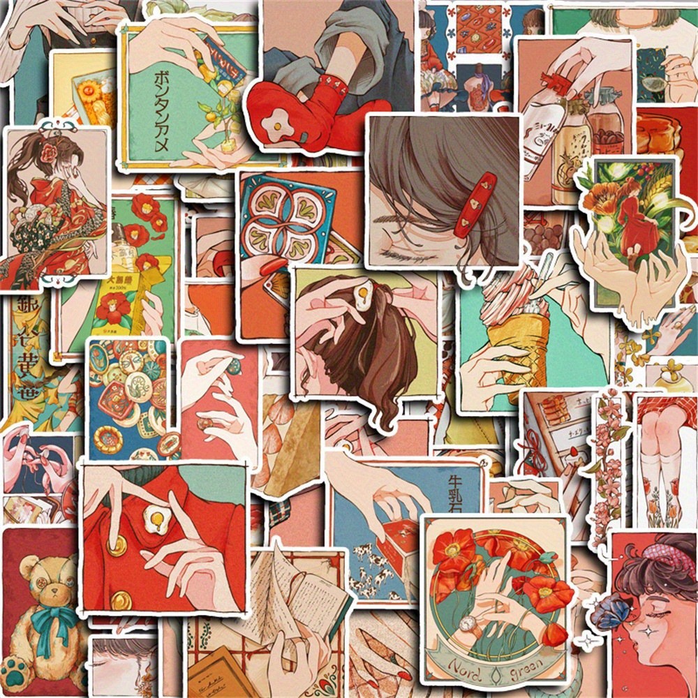 Japanese Lifestyle In Japanese - 50Pcs Japanese Traditional Vintage Style Stickers