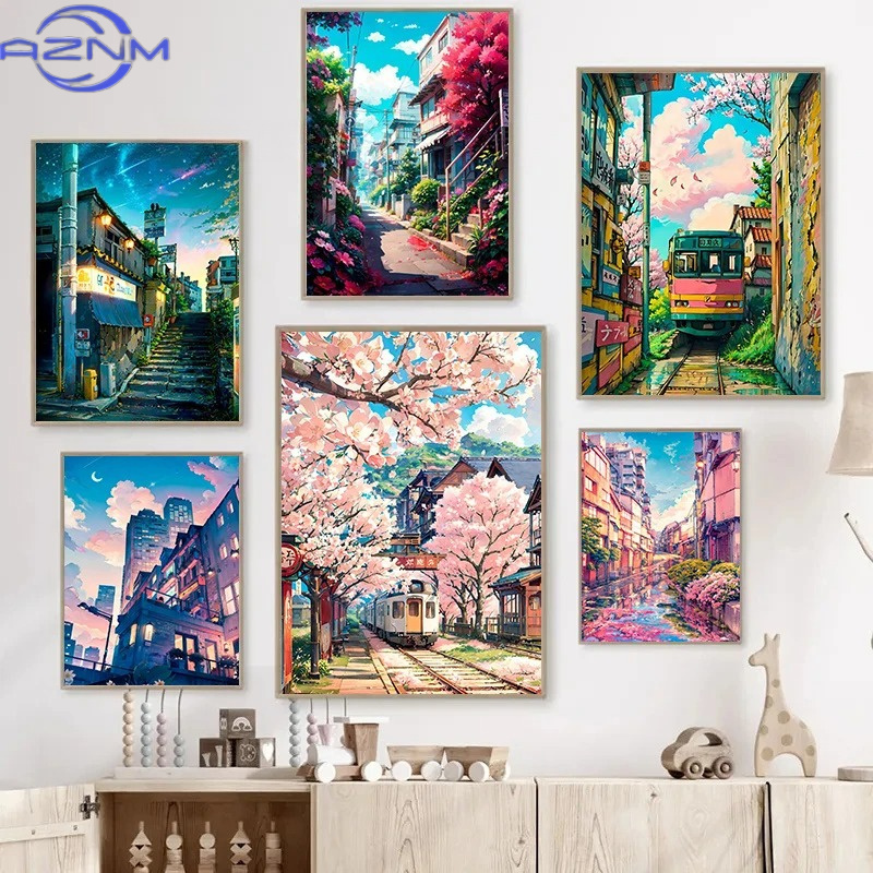 Japanese Lifestyle In Japanese - AZNM Japanese Street Scenery Cherry Blossom